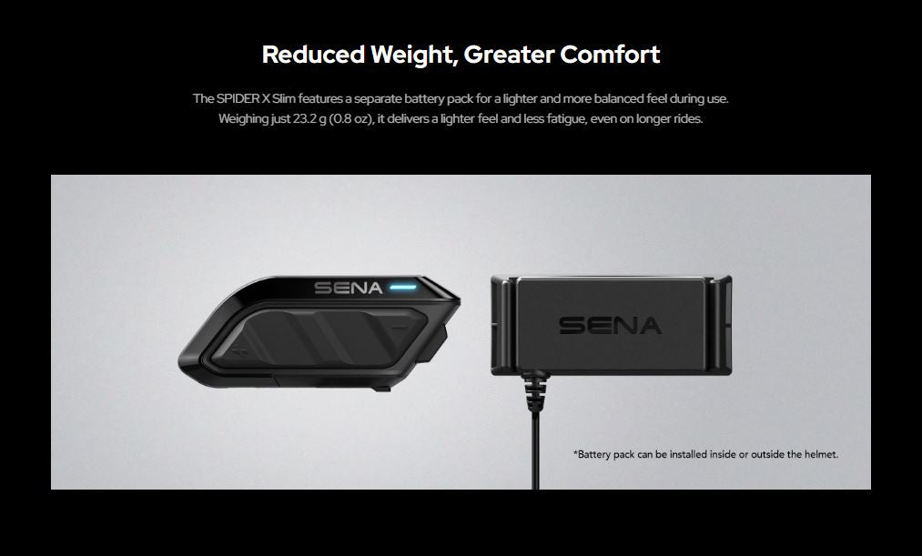 SENA Spider X Slim Intercom Bluetooth Helmet Headset Sound by BOSE Single Pack