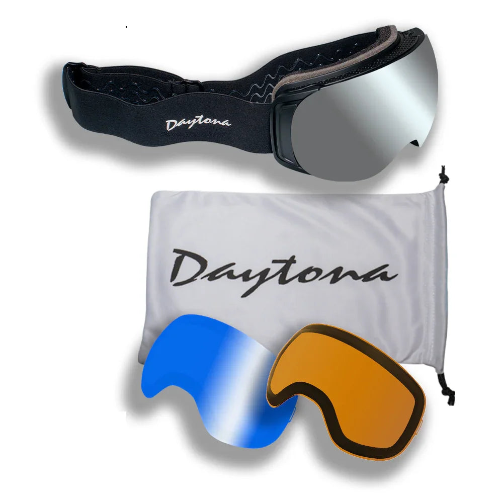 Daytona Helmets Daytona Snow Goggle Range (Includes 1 x Magnetic Frame, 3 x Magnetic Lens, 1 x Goggles Dust Cover)