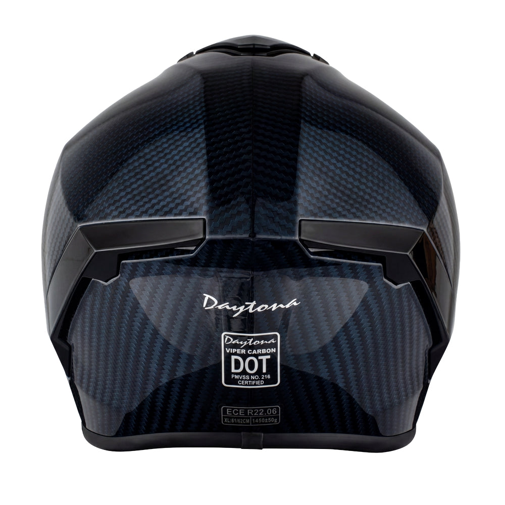D.O.T. & ECE Daytona Viper Full Face Helmet- Blue Carbon Fiber