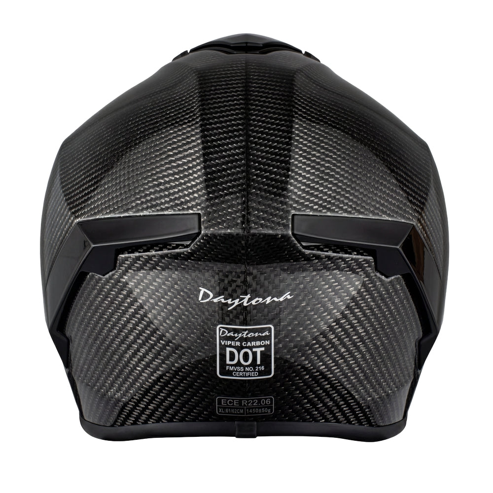 D.O.T. & ECE Daytona Viper Full Face Helmet- Silver Carbon Fiber