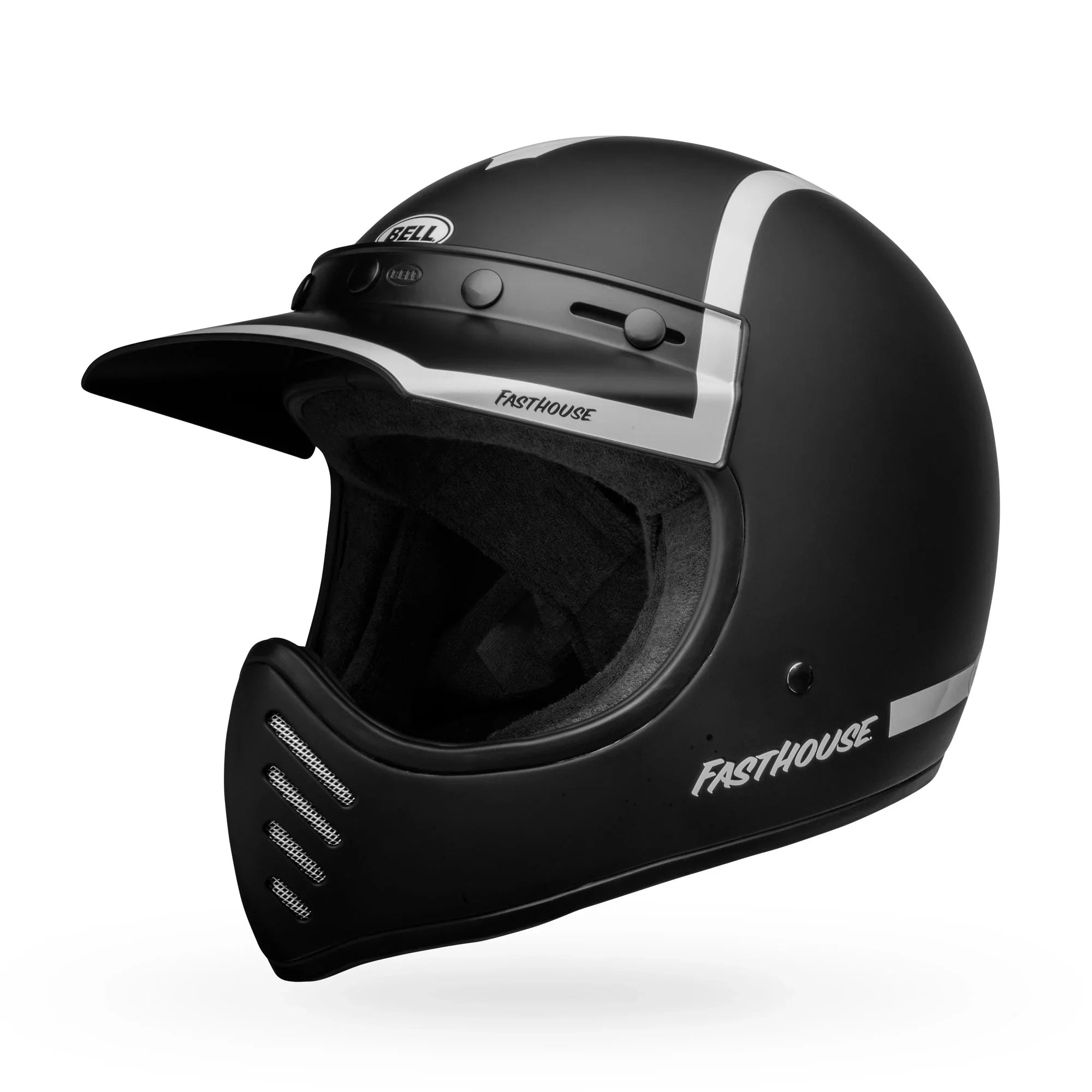 BELL PS MOTO-3 FH OLD ROAD MATTE GLOSS BLACK WHITE FH OLD