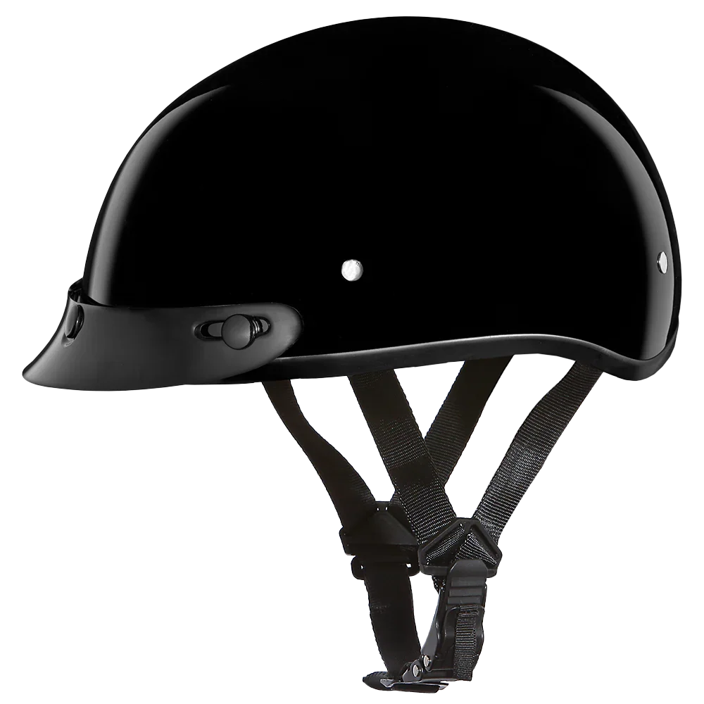 Daytona Helmets DOT Approved Daytona Skull Cap Half Shell Motorcycle Helmet - Beanie Style for Motorcycles, Cruisers, Scooters, and Mopeds - Hi-Gloss Black