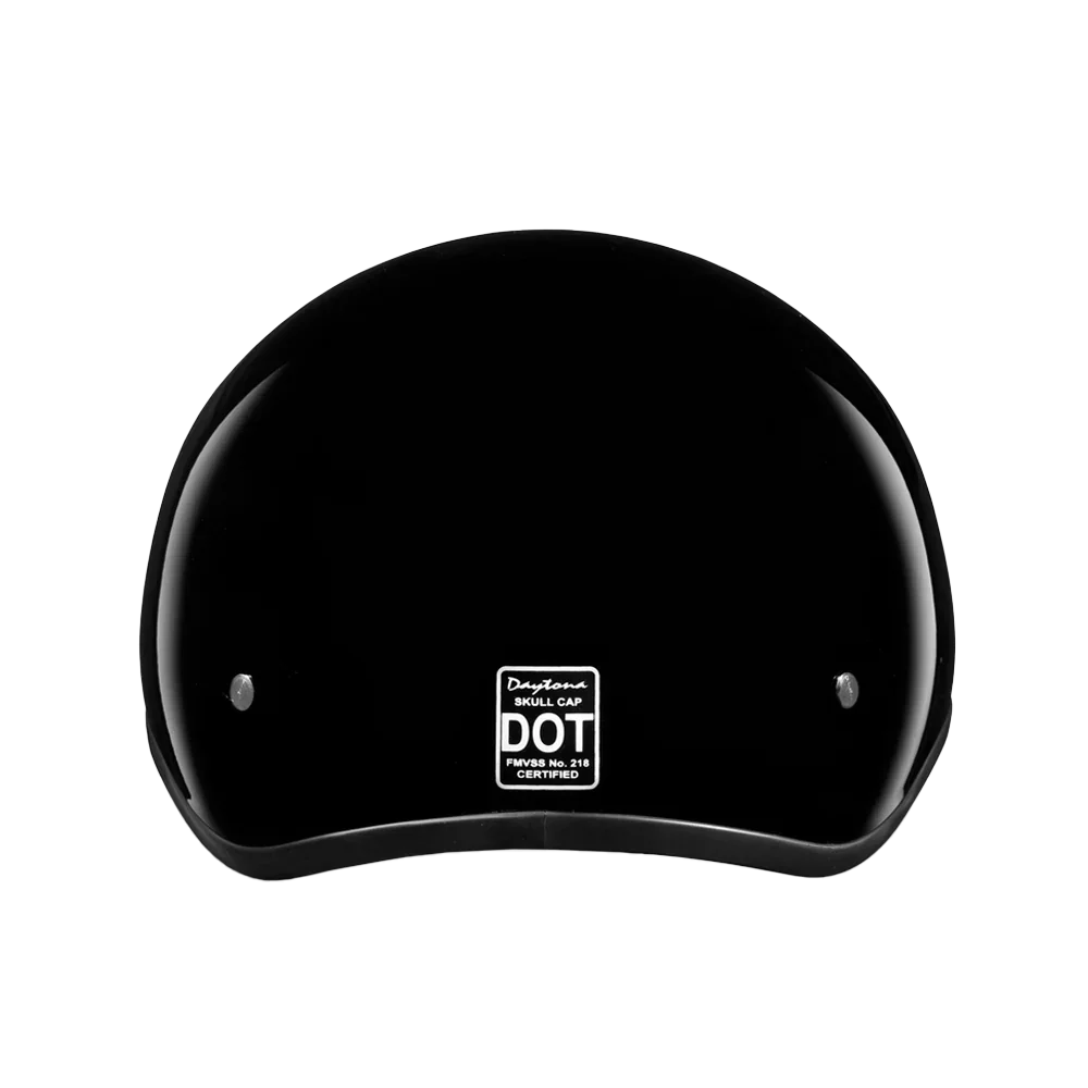 Daytona Helmets DOT Approved Daytona Skull Cap Half Shell Motorcycle Helmet - Beanie Style for Motorcycles, Cruisers, Scooters, and Mopeds W/O Visor- Hi-Gloss Black