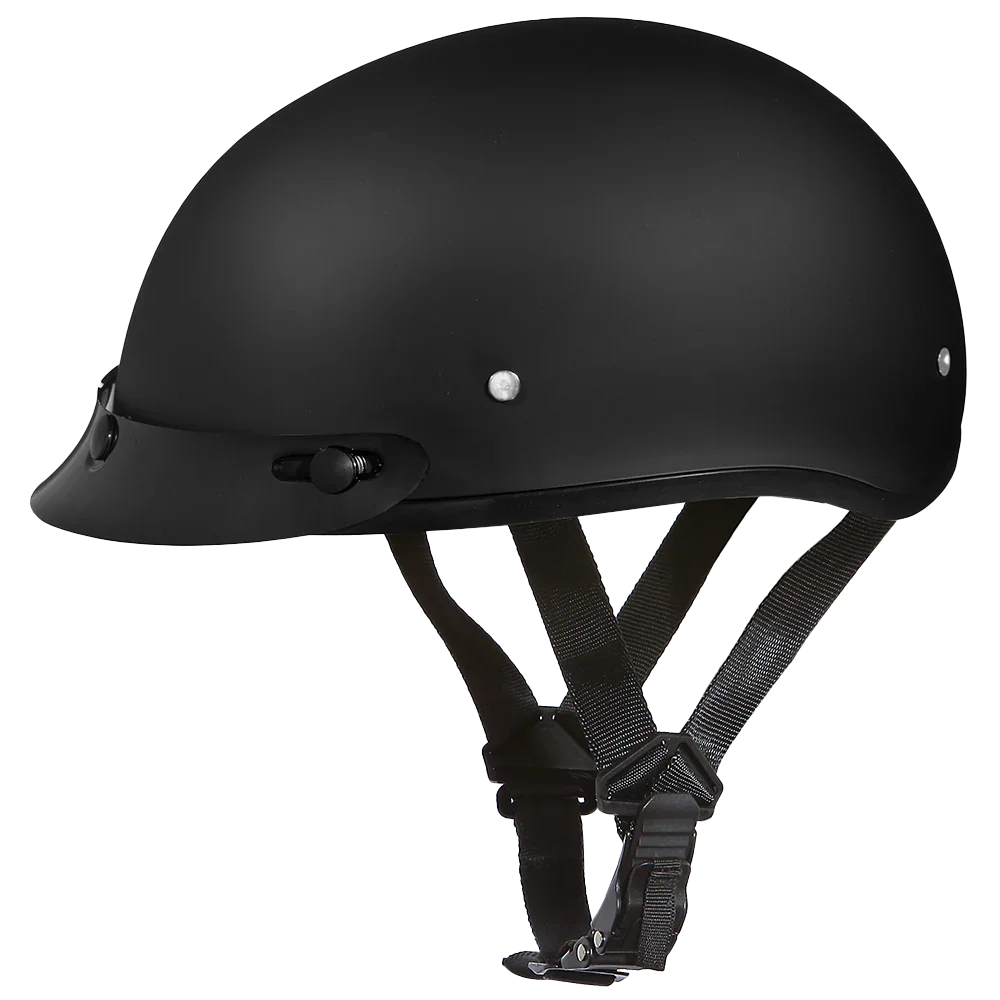 Daytona Helmets DOT Approved Daytona Skull Cap Half Shell Motorcycle Helmet - Beanie Style for Motorcycles, Cruisers, Scooters, and Mopeds - Dull Black