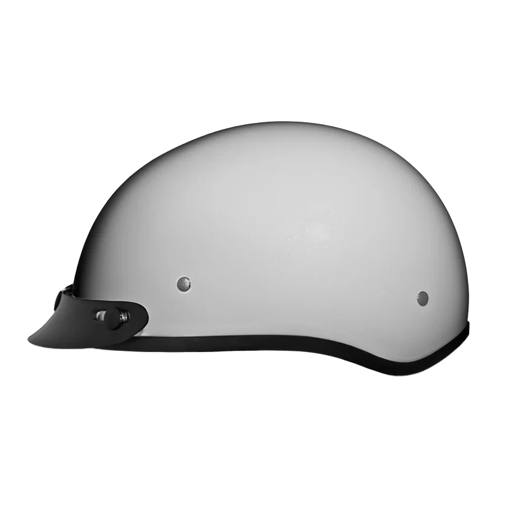 Daytona Skull Cap Half Helmet with Peak Visor, Pearl White / S