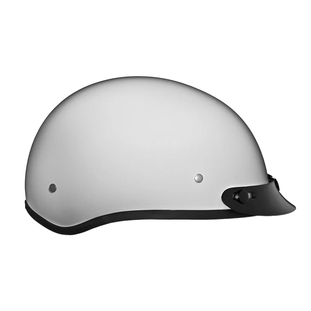 Daytona Skull Cap Half Helmet with Peak Visor, Pearl White / S