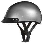 Daytona Helmets DOT Approved Daytona Skull Cap Half Shell Motorcycle Helmet - Beanie Style for Motorcycles, Cruisers, Scooters, and Mopeds - Silver Metallic