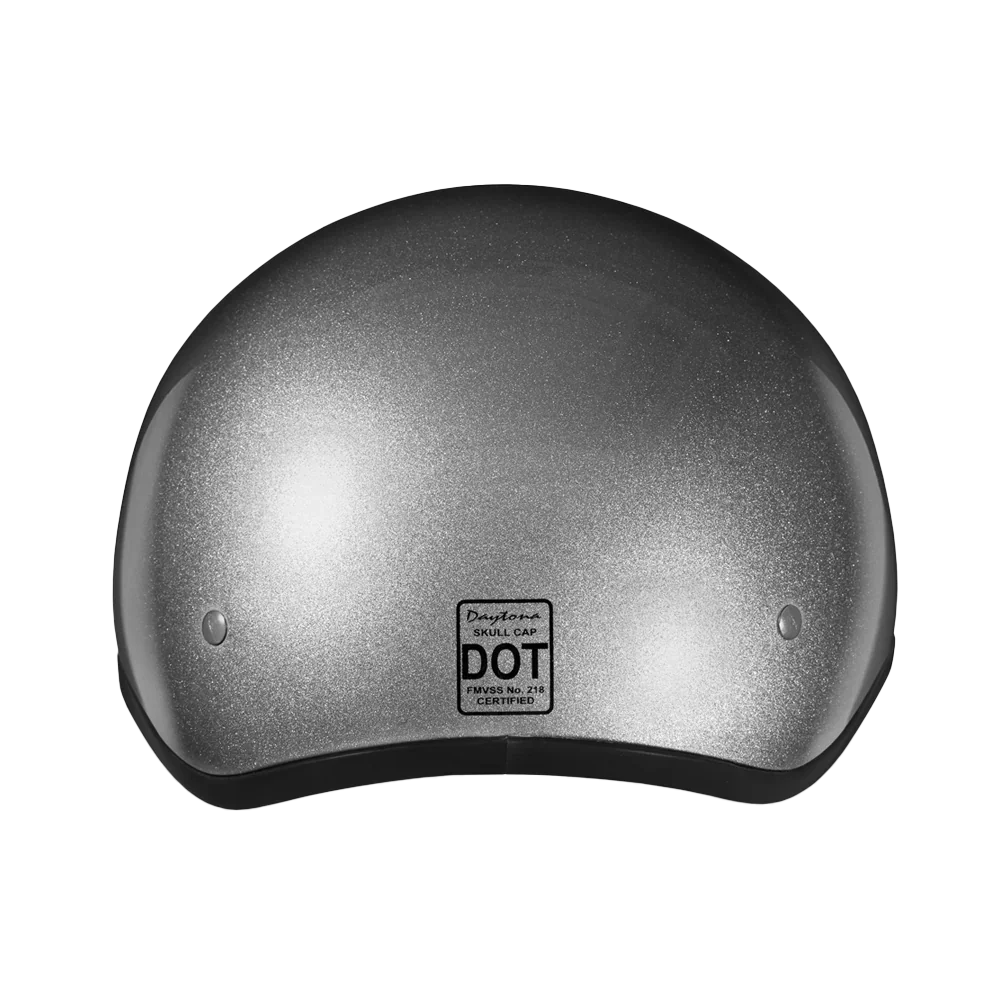 Daytona Helmets DOT Approved Daytona Skull Cap Half Shell Motorcycle Helmet - Beanie Style for Motorcycles, Cruisers, Scooters, and Mopeds - Silver Metallic