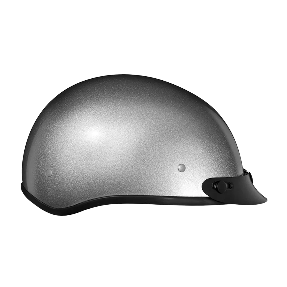 Daytona Helmets DOT Approved Daytona Skull Cap Half Shell Motorcycle Helmet - Beanie Style for Motorcycles, Cruisers, Scooters, and Mopeds - Silver Metallic