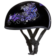 Daytona Helmets DOT Approved Daytona Motorcycle Half Face Helmet - Skull Cap Graphics for Men & Women, Scooters, ATVs, UTVs & Choppers - W/ Butterfly
