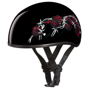Daytona Helmets DOT Approved Daytona Motorcycle Half Face Helmet - Skull Cap Graphics for Men & Women, Scooters, ATVs, UTVs & Choppers - W/ Barbed Roses