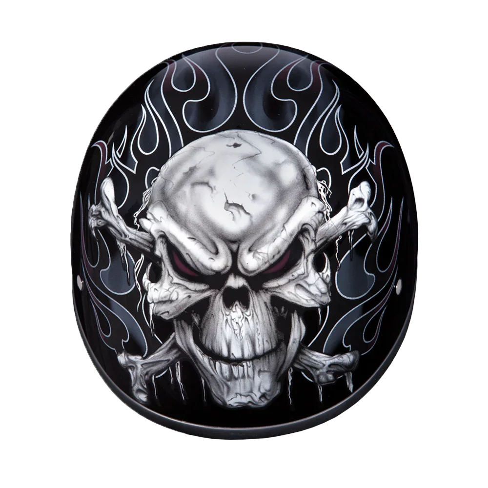 Daytona Helmets DOT Approved Daytona Motorcycle Half Face Helmet - Skull Cap Graphics for Men & Women, Scooters, ATVs, UTVs & Choppers - W/ Cross Bones