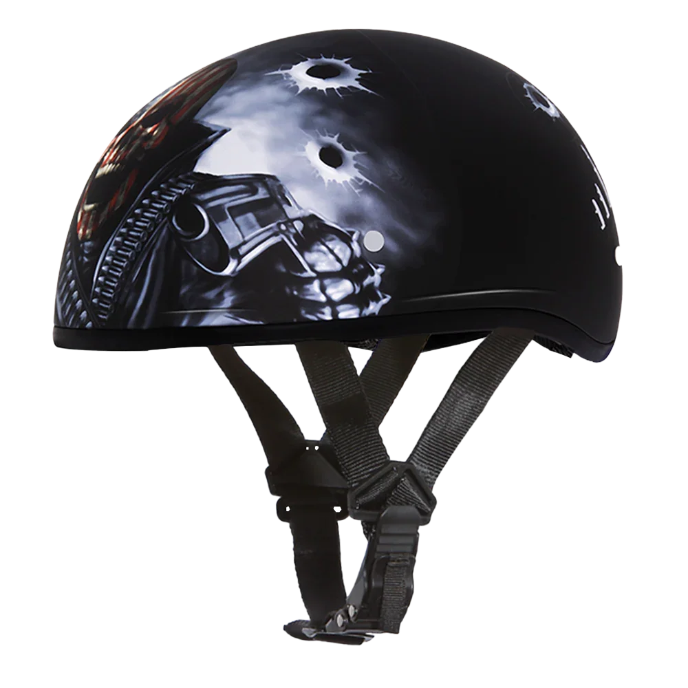 Daytona Helmets DOT Approved Daytona Motorcycle Half Face Helmet - Skull Cap Graphics for Men & Women, Scooters, ATVs, UTVs & Choppers - W/ Come Get 'Em
