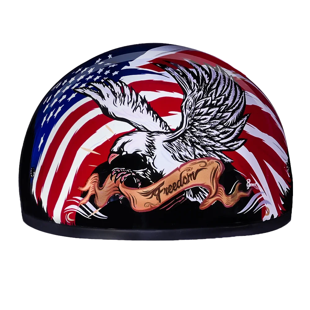Daytona Helmets DOT Approved Daytona Motorcycle Half Face Helmet - Skull Cap Graphics for Men & Women, Scooters, ATVs, UTVs & Choppers - W/ Freedom 2.0