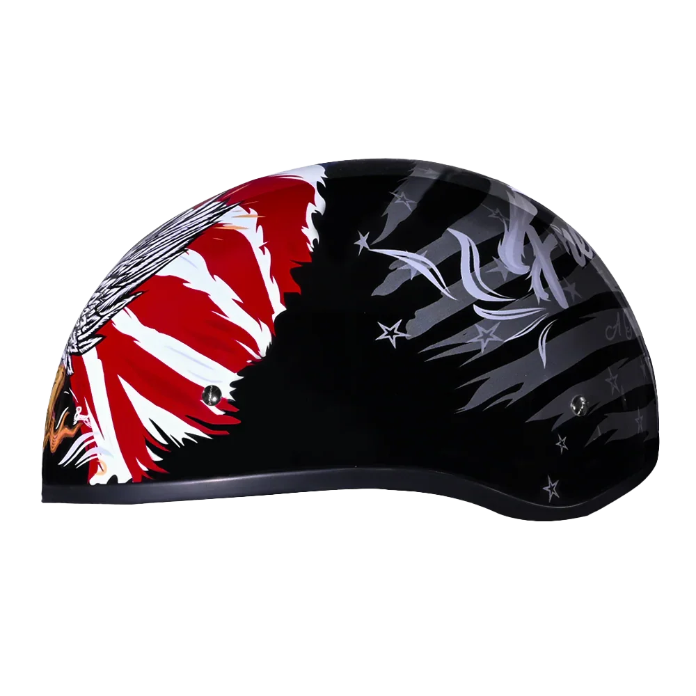 Daytona Helmets DOT Approved Daytona Motorcycle Half Face Helmet - Skull Cap Graphics for Men & Women, Scooters, ATVs, UTVs & Choppers - W/ Freedom 2.0