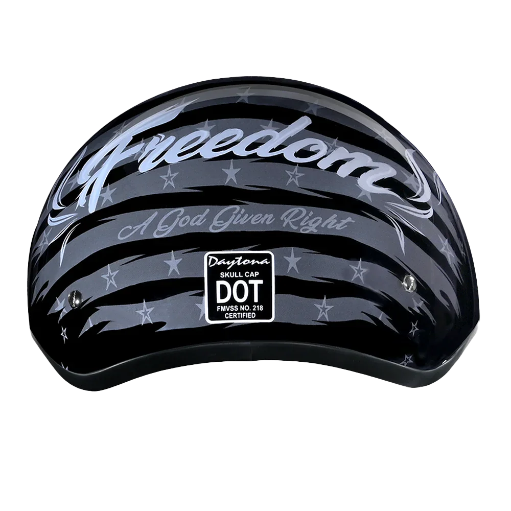 Daytona Helmets DOT Approved Daytona Motorcycle Half Face Helmet - Skull Cap Graphics for Men & Women, Scooters, ATVs, UTVs & Choppers - W/ Freedom 2.0