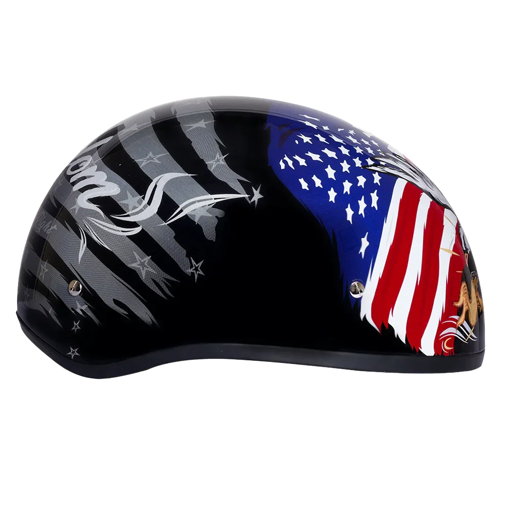 Daytona Helmets DOT Approved Daytona Motorcycle Half Face Helmet - Skull Cap Graphics for Men & Women, Scooters, ATVs, UTVs & Choppers - W/ Freedom 2.0
