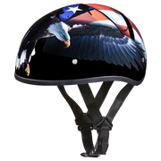 Daytona Helmets DOT Approved Daytona Motorcycle Half Face Helmet - Skull Cap Graphics for Men & Women, Scooters, ATVs, UTVs & Choppers - W/ Freedom