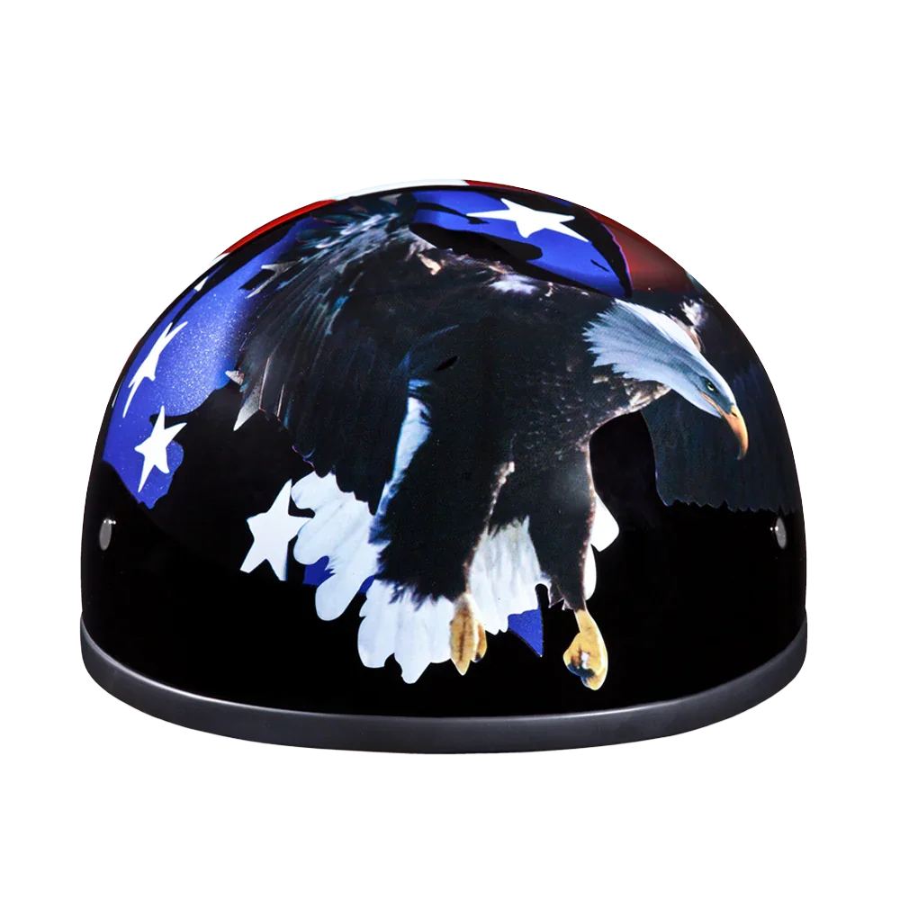 Daytona Helmets DOT Approved Daytona Motorcycle Half Face Helmet - Skull Cap Graphics for Men & Women, Scooters, ATVs, UTVs & Choppers - W/ Freedom