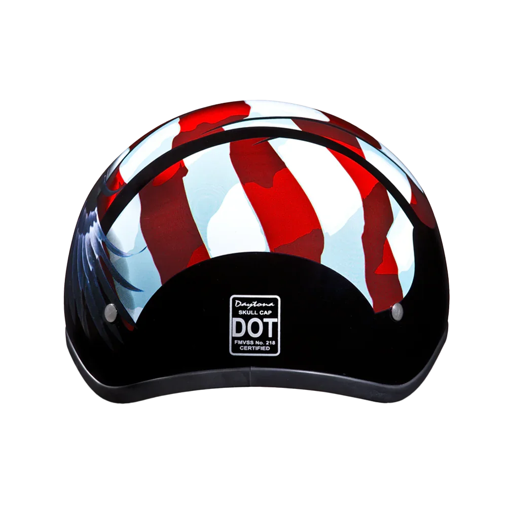 Daytona Helmets DOT Approved Daytona Motorcycle Half Face Helmet - Skull Cap Graphics for Men & Women, Scooters, ATVs, UTVs & Choppers - W/ Freedom