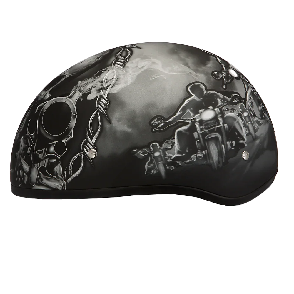 Daytona Helmets DOT Approved Daytona Motorcycle Half Face Helmet - Skull Cap Graphics for Men & Women, Scooters, ATVs, UTVs & Choppers - W/ Guns