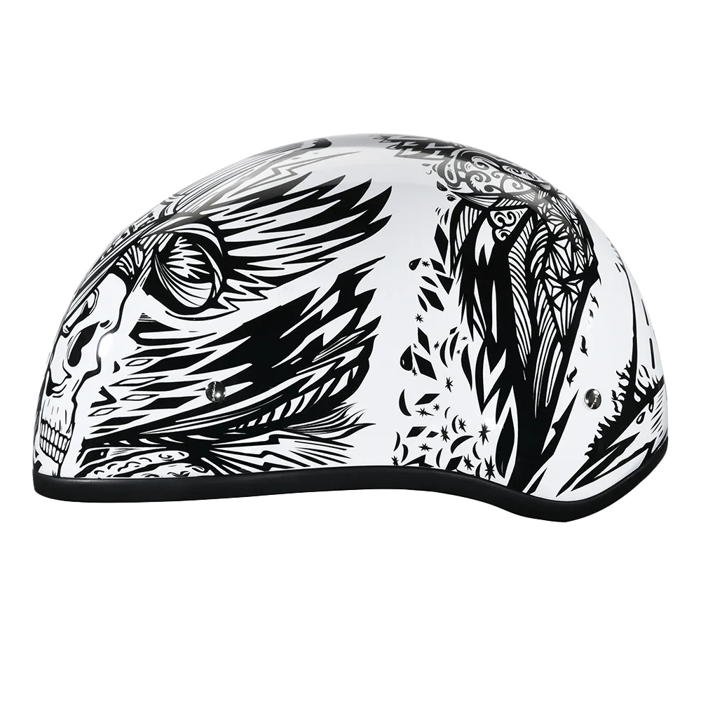 Daytona Helmets DOT Approved Daytona Motorcycle Half Face Helmet - Skull Cap Graphics for Men & Women, Scooters, ATVs, UTVs & Choppers - W/ Live Fast