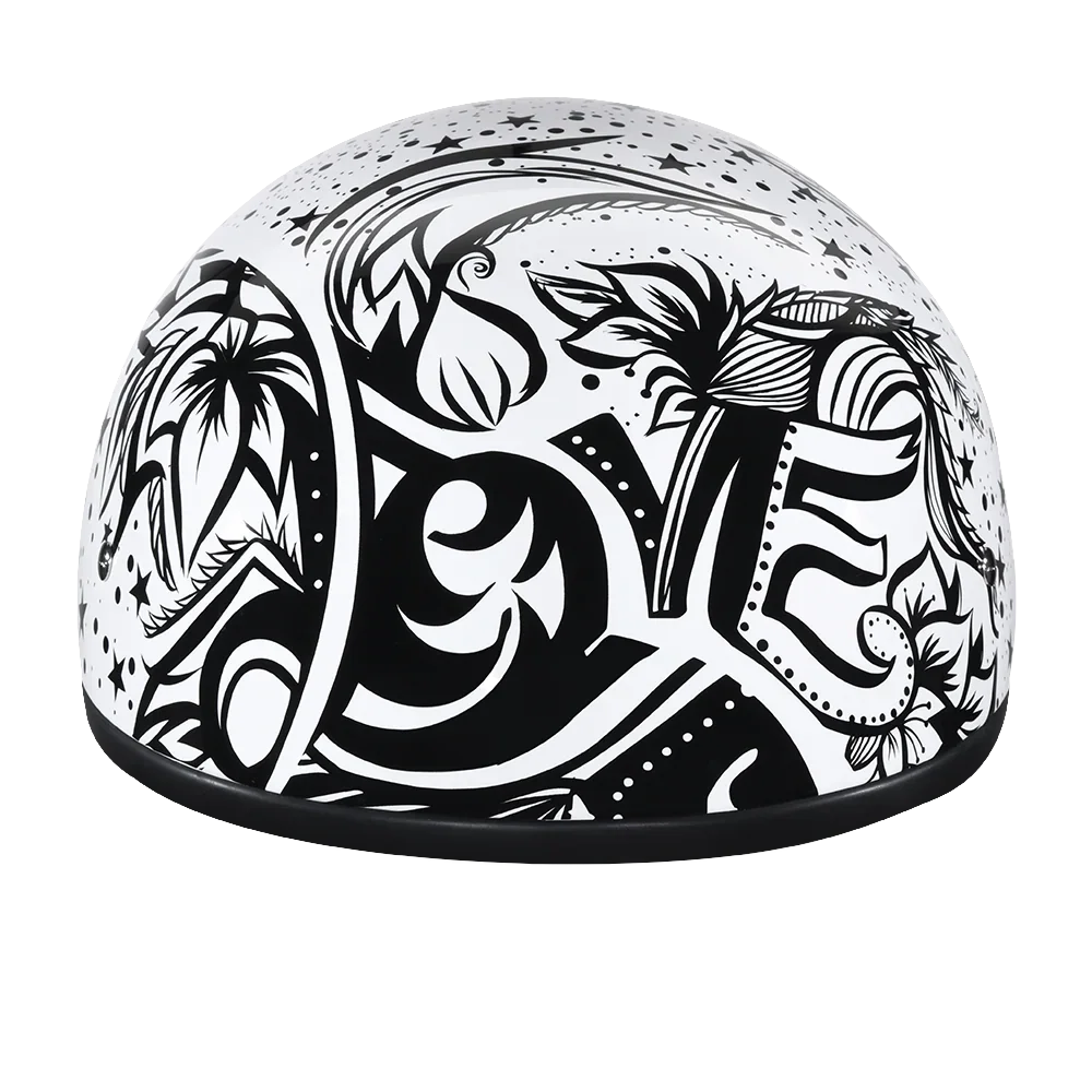 Daytona Helmets DOT Approved Daytona Motorcycle Half Face Helmet - Skull Cap Graphics for Men & Women, Scooters, ATVs, UTVs & Choppers - W/ Lovesee