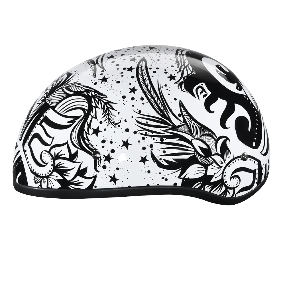 Daytona Helmets DOT Approved Daytona Motorcycle Half Face Helmet - Skull Cap Graphics for Men & Women, Scooters, ATVs, UTVs & Choppers - W/ Lovesee