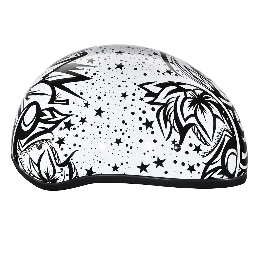 Daytona Helmets DOT Approved Daytona Motorcycle Half Face Helmet - Skull Cap Graphics for Men & Women, Scooters, ATVs, UTVs & Choppers - W/ Lovesee