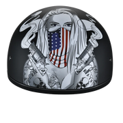 Daytona Helmets DOT Approved Daytona Motorcycle Half Face Helmet - Skull Cap Graphics for Men & Women, Scooters, ATVs, UTVs & Choppers - W/ Make 'Em Pay
