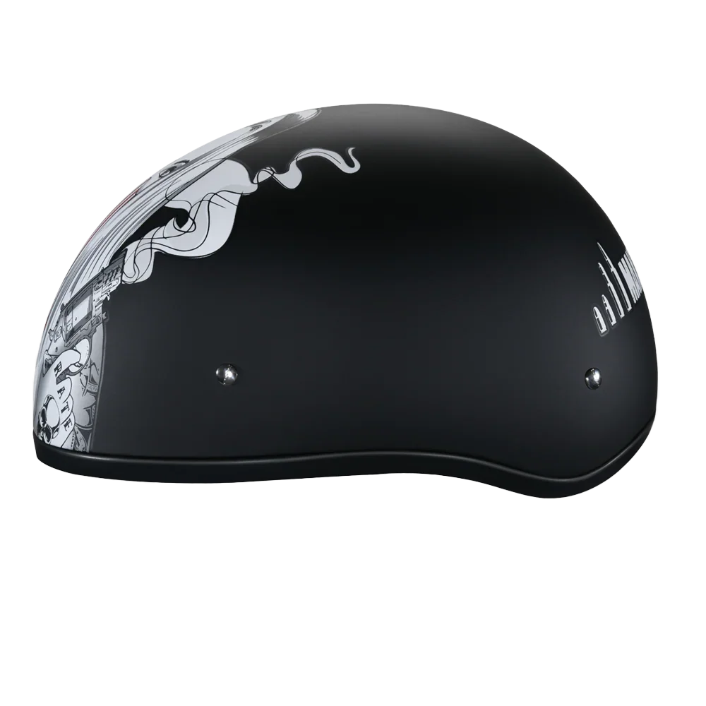 Daytona Helmets DOT Approved Daytona Motorcycle Half Face Helmet - Skull Cap Graphics for Men & Women, Scooters, ATVs, UTVs & Choppers - W/ Make 'Em Pay
