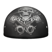 Daytona Helmets DOT Approved Daytona Motorcycle Half Face Helmet - Skull Cap Graphics for Men & Women, Scooters, ATVs, UTVs & Choppers - W/  Pistons Skull