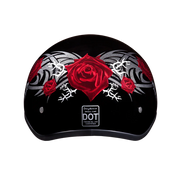 Daytona Helmets DOT Approved Daytona Motorcycle Half Face Helmet - Skull Cap Graphics for Men & Women, Scooters, ATVs, UTVs & Choppers - W/ Rose