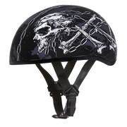 Daytona Helmets DOT Approved Daytona Motorcycle Half Face Helmet - Skull Cap Graphics for Men & Women, Scooters, ATVs, UTVs & Choppers - W/ Skull Chains