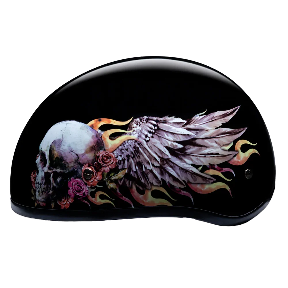 Daytona Helmets DOT Approved Daytona Motorcycle Half Face Helmet - Skull Cap Graphics for Men & Women, Scooters, ATVs, UTVs & Choppers - W/ Skull Wings
