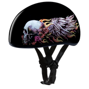 Daytona Helmets DOT Approved Daytona Motorcycle Half Face Helmet - Skull Cap Graphics for Men & Women, Scooters, ATVs, UTVs & Choppers - W/ Skull Wings