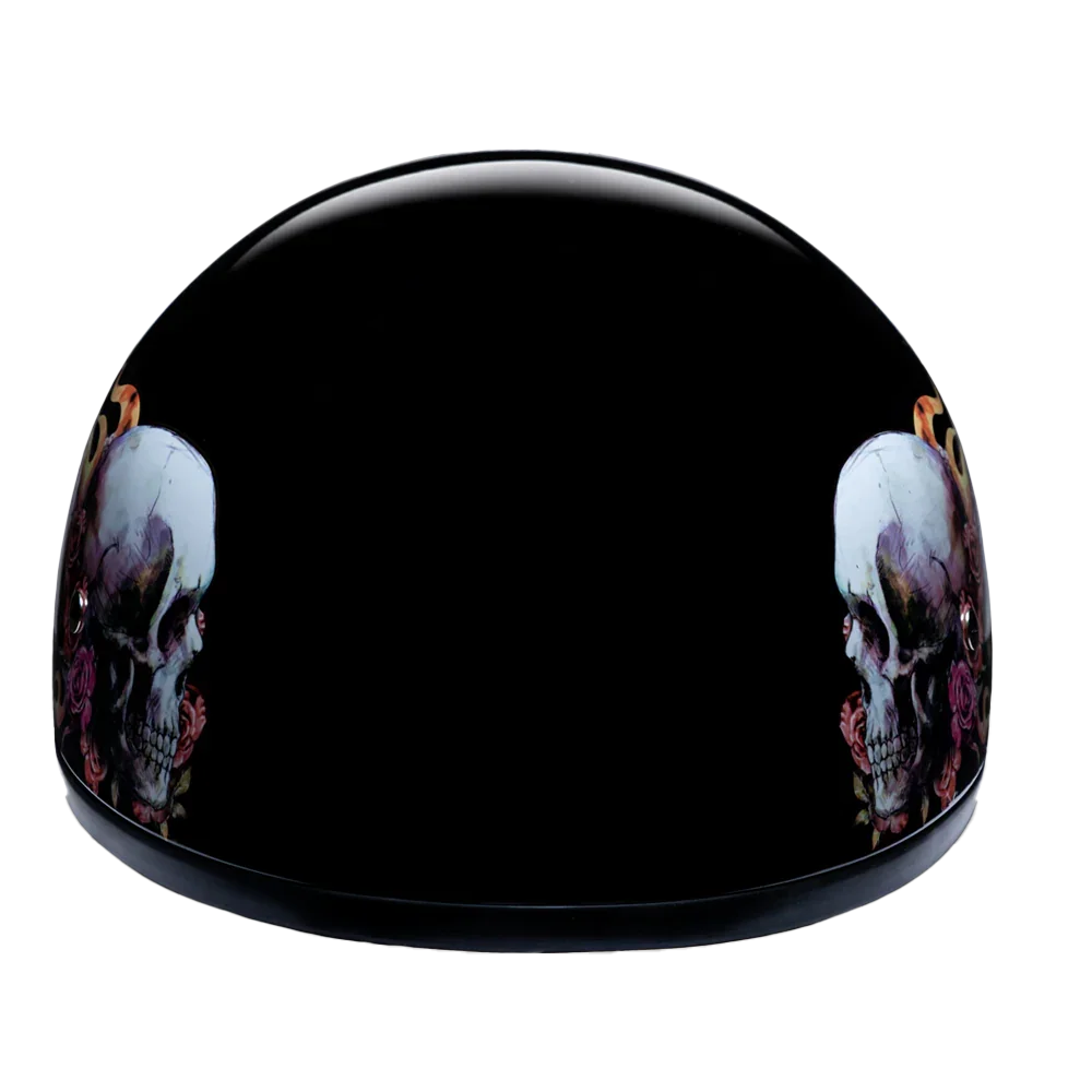 Daytona Helmets DOT Approved Daytona Motorcycle Half Face Helmet - Skull Cap Graphics for Men & Women, Scooters, ATVs, UTVs & Choppers - W/ Skull Wings