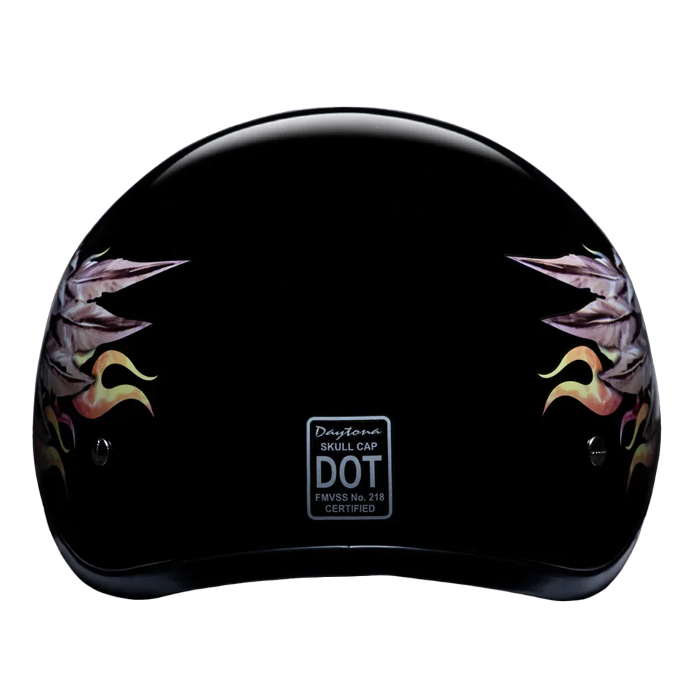 Daytona Helmets DOT Approved Daytona Motorcycle Half Face Helmet - Skull Cap Graphics for Men & Women, Scooters, ATVs, UTVs & Choppers - W/ Skull Wings