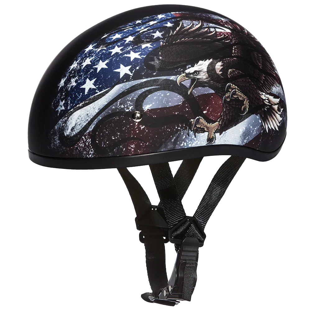 Daytona Helmets DOT Approved Daytona Motorcycle Half Face Helmet - Skull Cap Graphics for Men & Women, Scooters, ATVs, UTVs & Choppers - W/ USA
