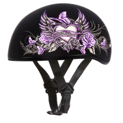 Daytona Helmets DOT Approved Daytona Motorcycle Half Face Helmet - Skull Cap Graphics for Men & Women, Scooters, ATVs, UTVs & Choppers - W/ Wild At Heart