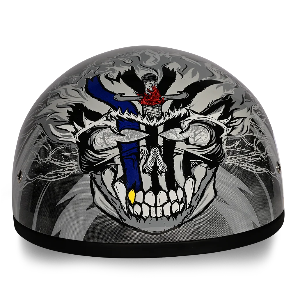 Daytona Helmets DOT Approved Daytona Motorcycle Half Face Helmet - Skull Cap Graphics for Men & Women, Scooters, ATVs, UTVs & Choppers - W/ Thunder