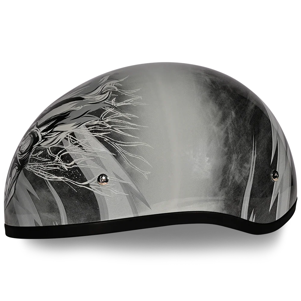 Daytona Helmets DOT Approved Daytona Motorcycle Half Face Helmet - Skull Cap Graphics for Men & Women, Scooters, ATVs, UTVs & Choppers - W/ Thunder