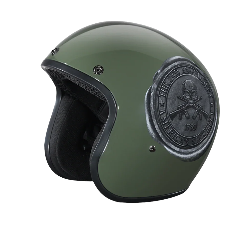 Daytona Helmets DOT Approved Daytona Cruiser Open Face Motorcycle Helmet - Men, Women & Youth - With Visor & Graphics - W/ 2nd Amendment Seal