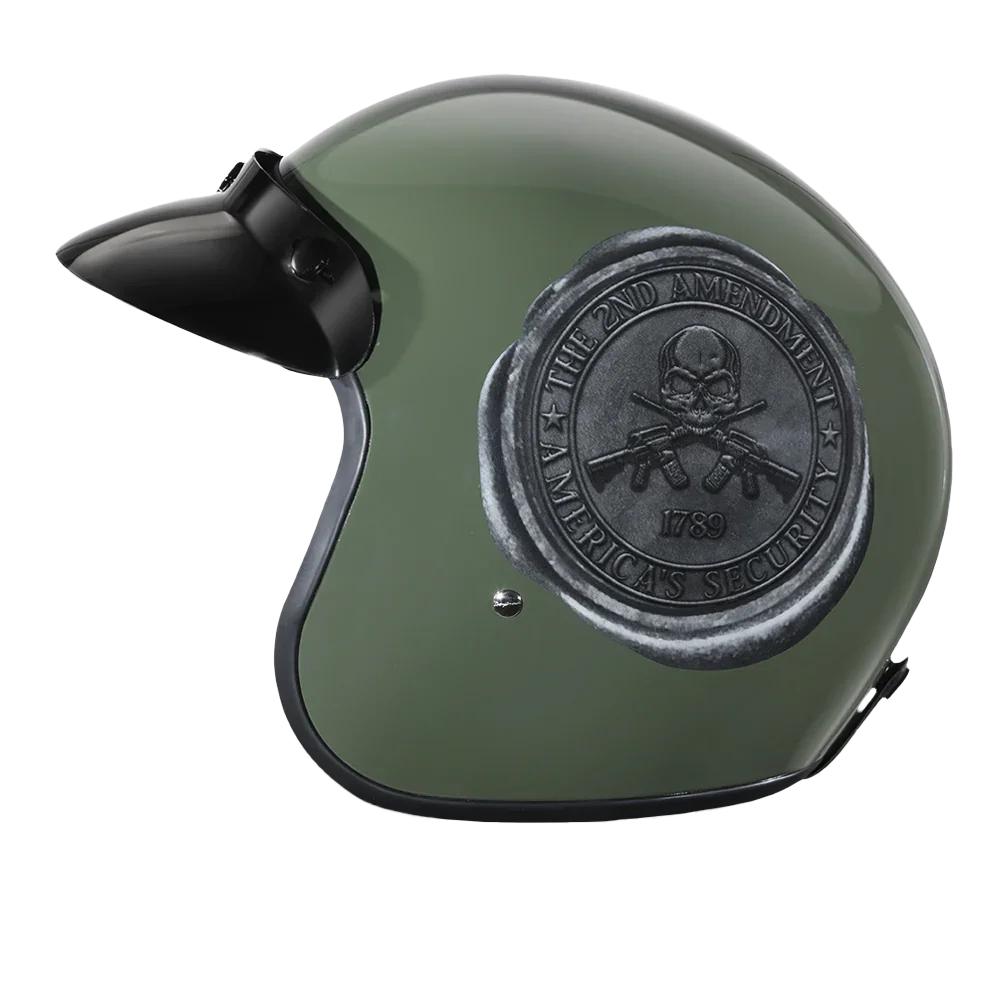 Daytona Helmets DOT Approved Daytona Cruiser Open Face Motorcycle Helmet - Men, Women & Youth - With Visor & Graphics - W/ 2nd Amendment Seal