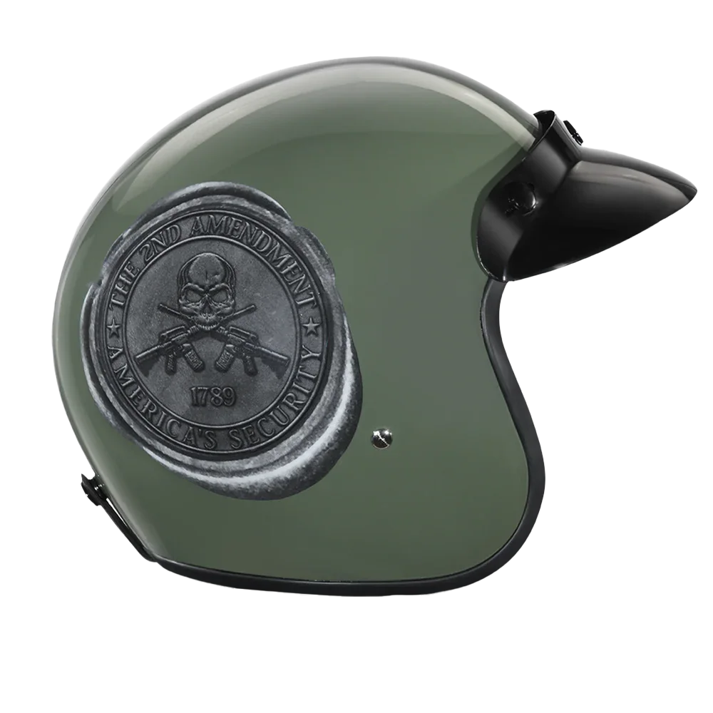 Daytona Helmets DOT Approved Daytona Cruiser Open Face Motorcycle Helmet - Men, Women & Youth - With Visor & Graphics - W/ 2nd Amendment Seal