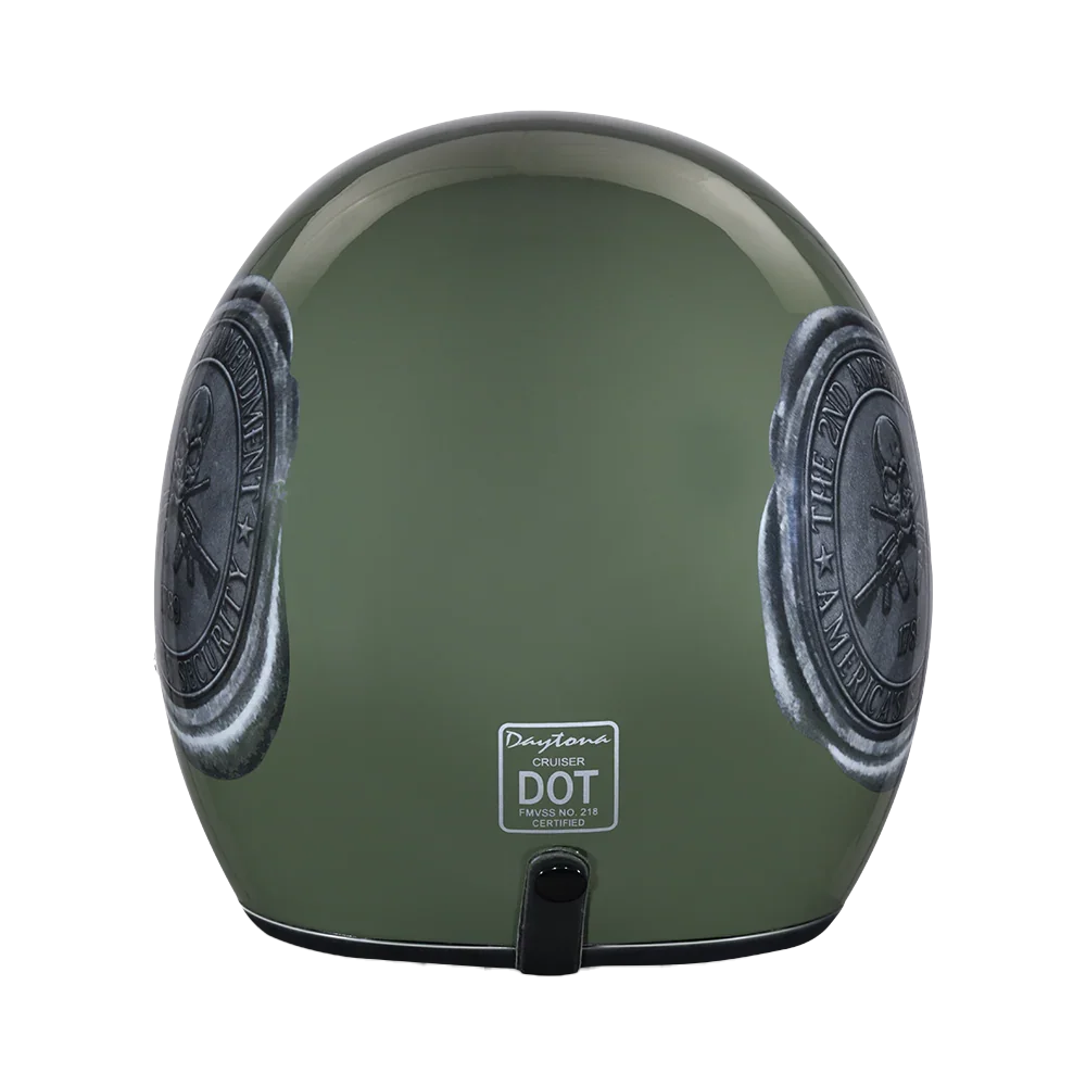 Daytona Helmets DOT Approved Daytona Cruiser Open Face Motorcycle Helmet - Men, Women & Youth - With Visor & Graphics - W/ 2nd Amendment Seal
