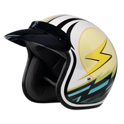 Daytona Helmets DOT Approved Daytona Cruiser Open Face Motorcycle Helmet - Men, Women & Youth - With Visor & Graphics - W/ Lightning