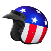 Daytona Helmets DOT Approved Daytona Cruiser Open Face Motorcycle Helmet - Men, Women & Youth - With Visor & Graphics - W/ Captain America