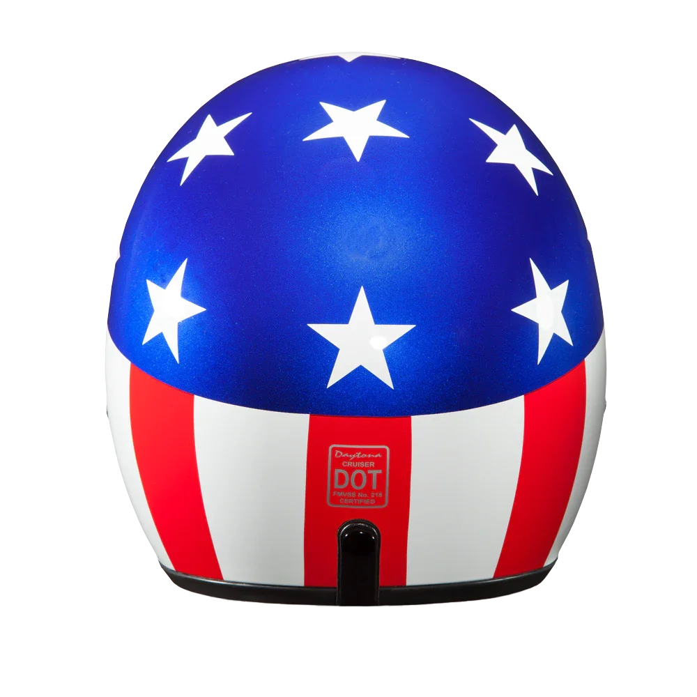 Daytona Helmets DOT Approved Daytona Cruiser Open Face Motorcycle Helmet - Men, Women & Youth - With Visor & Graphics - W/ Captain America