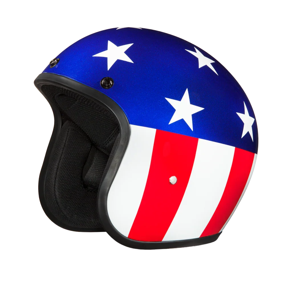 Daytona Helmets DOT Approved Daytona Cruiser Open Face Motorcycle Helmet - Men, Women & Youth - With Visor & Graphics - W/ Captain America